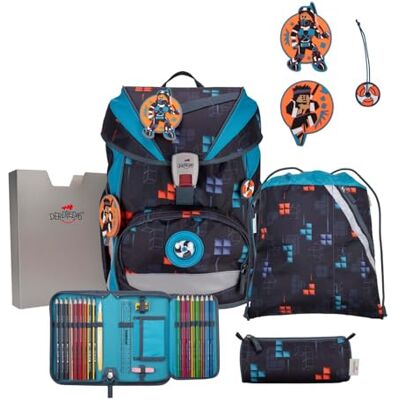 DerDieDas Schooltas Set 5-dlg. ErgoFlex Ninja Fighter, blauw, ErgoFlex Set DerDieDas Schooltas Set 5-dlg. ErgoFlex Ninja Fighter, blauw, ErgoFlex Set