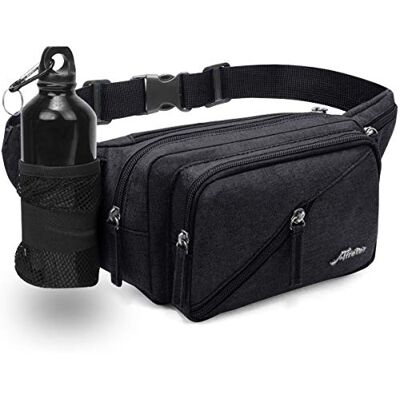 Afreter Waterdichte heuptas voor dames en heren met waterfleshouder en verstelbare riem, geschikt voor buiten, training, reizen, wandelen, fietsen, wandelen, Zwart, 15.75in L x 5.9in H x 3.54in D Afreter Waterdichte heuptas voor dames en heren met waterfleshouder en verstelbare riem, geschikt voor buiten, training, reizen, wandelen, fietsen, wandelen, Zwart, 15.75in L x 5.9in H x 3.54in D