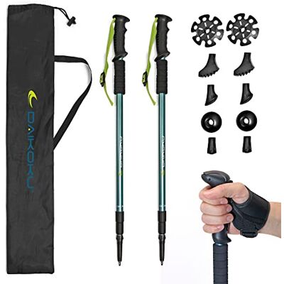 DAIKOKU . Trekkingstokken. 2 Uitschuifbare wandelstokken voor wandelen. Verstelbaar 65cm-135cm Resistent Aluminium, Ergonomische Greep, met 6 Tips. Cadeau rugzak Trail DAIKOKU . Trekkingstokken. 2 Uitschuifbare wandelstokken voor wandelen. Verstelbaar 65cm-135cm Resistent Aluminium, Ergonomische Greep, met 6 Tips. Cadeau rugzak Trail