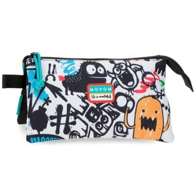 MOVOM Monsters Drievoudig Etui Zwart 22x12x5 cm Polyester MOVOM Monsters Drievoudig Etui Zwart 22x12x5 cm Polyester