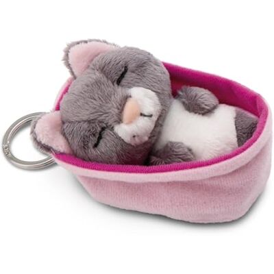 Nici 49989 Slaapdieren Sleutelhanger - Grijze Kat, 8 cm, Roze Mandje Nici 49989 Slaapdieren Sleutelhanger - Grijze Kat, 8 cm, Roze Mandje