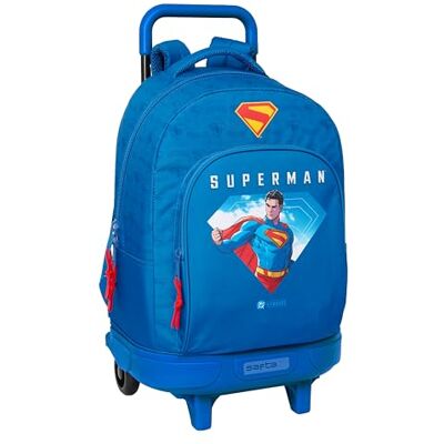 SAFTA Superman Grote rugzak met wielen, compact, afneembaar, ideaal voor kinderen van verschillende leeftijden, comfortabel en veelzijdig, kwaliteit en duurzaamheid, 33 x 22 x 45 cm, Blauw, M, Casual SAFTA Superman Grote rugzak met wielen, compact, afneembaar, ideaal voor kinderen van verschillende leeftijden, comfortabel en veelzijdig, kwaliteit en duurzaamheid, 33 x 22 x 45 cm, Blauw, M, Casual