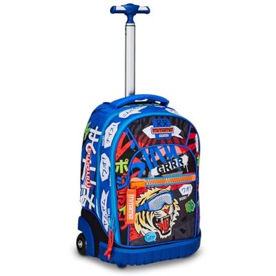 Mitama Trolley Run School Tiger Wild, dubbel vak, blauw, basisschool en vrije tijd, kinderen jongens, Blauw, Eén maat, schooltrolley Mitama Trolley Run School Tiger Wild, dubbel vak, blauw, basisschool en vrije tijd, kinderen jongens, Blauw, Eén maat, schooltrolley