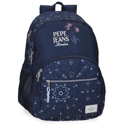Pepe Jeans Lenay Dubbel Compartiment Rugzak Aanpasbaar aan Trolley 10.5" Inches Marineblauw 32x44x22 cm Polyester 30.98L van Joumma Bags Pepe Jeans Lenay Dubbel Compartiment Rugzak Aanpasbaar aan Trolley 10.5" Inches Marineblauw 32x44x22 cm Polyester 30.98L van Joumma Bags