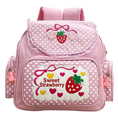 Lovemore Kawaii Embroidery Strawberry Backpack for Girl Teen Student School Bag Satchel Cute Pink Lace JK Backpack Lovemore Kawaii Embroidery Strawberry Backpack for Girl Teen Student School Bag Satchel Cute Pink Lace JK Backpack