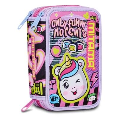 Mitama Etui voor school, 3 vakken, 3 vakken, Only Funny Moments, inhoud 47 stuks, compleet met potloden, viltstiften, pennenhouder voor de basisschool voor meisjes, Lila, Eén maat, Etui met 3 Mitama Etui voor school, 3 vakken, 3 vakken, Only Funny Moments, inhoud 47 stuks, compleet met potloden, viltstiften, pennenhouder voor de basisschool voor meisjes, Lila, Eén maat, Etui met 3