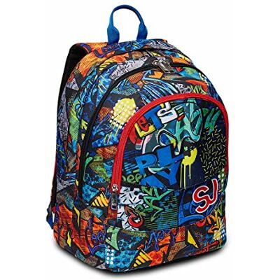 SJ GANG STYLE JAM GANG Maxi-rugzak, dubbel vak, flipsysteem, voor jongens en meisjes, school en vrije tijd, Meerkleurig., Eén maat, school SJ GANG STYLE JAM GANG Maxi-rugzak, dubbel vak, flipsysteem, voor jongens en meisjes, school en vrije tijd, Meerkleurig., Eén maat, school