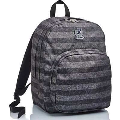 Invicta Benin M-rugzak, gestreept, grijs, dubbel vak, school en vrije tijd Invicta Benin M-rugzak, gestreept, grijs, dubbel vak, school en vrije tijd
