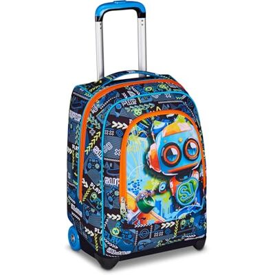 SJ GANG STYLE JAM GANG Trolley voor school, blauw, 2-in-1, dubbel gebruik, trolley en rugzak, rugzak voor de basisschool, voor kinderen, Blauw, Eén maat, modern SJ GANG STYLE JAM GANG Trolley voor school, blauw, 2-in-1, dubbel gebruik, trolley en rugzak, rugzak voor de basisschool, voor kinderen, Blauw, Eén maat, modern