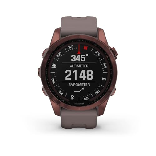 Garmin GPS-klok Bünix® 7S Sapphire Solar, grijs-mokka titanium