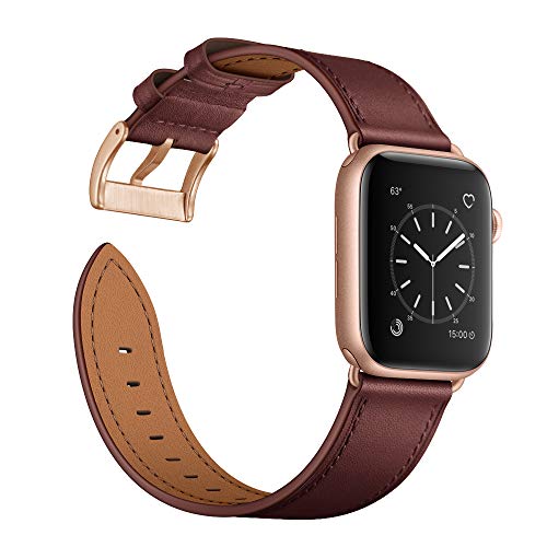 Arktis Lederen armband compatibel met Apple Watch (Series 9, Series 8, Series 7 met 41 mm) (SE, Series 6, Series 5, Series 4 met 40 mm) (Series 3, 2, 1 met 38 mm) wisselarmband, echt leer, bordeaux