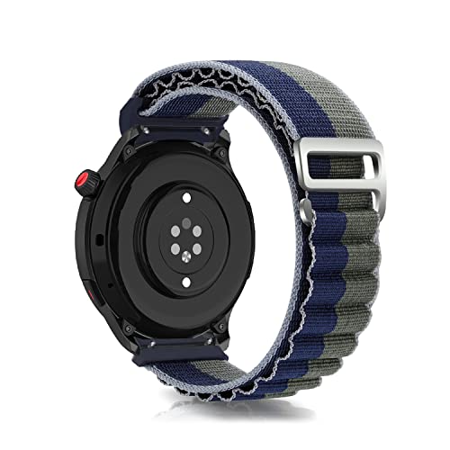 Niboow 22mm riem voor Amazfit GTR 4/GTR 3 Pro/GTR 2e/Huawei Watch GT 3 Pro 46mm/GT 3 46mm/GT Runner, geweven sport nylon titanium G-haak horlogeband voor Xiaomi horloge S1/S1 Active/Mi horloge blauw/groen