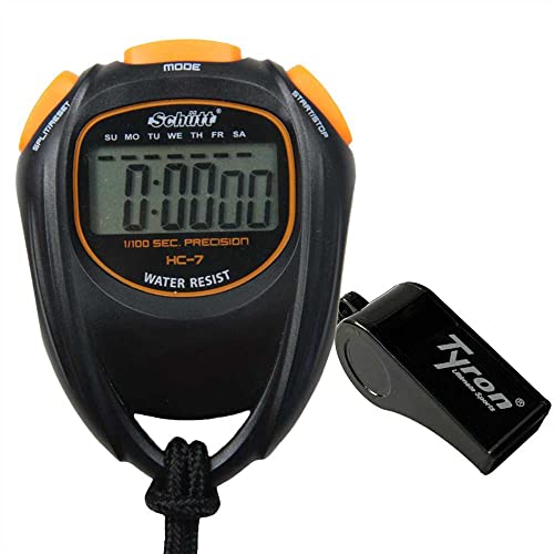 Schütt Stopwatch HC-7 met fluitje digitale stopwatch met groot display en goed drukpunt   hobby   sport   vrije tijd   spatwaterdicht