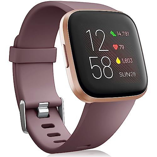 Oielai Voor Fitbit Versa 2 Strap/Fitbit Versa Strap, Siliconen Sport Klassieke Vervangende Bandjes Compatibel met Fitbit Versa Lite/Fitbit Versa 2/Fitbit Versa voor Vrouwen Mannen, SmokePurple