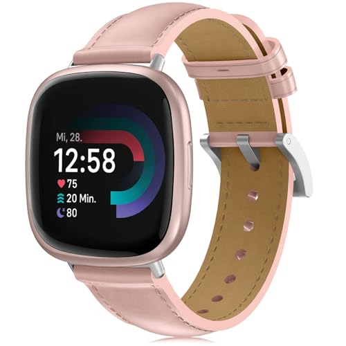 TOPsic Leren armband compatibel met Fitbit Versa 4, vervangende horlogeband, zacht leren armband voor Fitbit Versa 4, Fitbit Versa 3, Fitbit Sense, Fitbit Sense 2, dames en heren