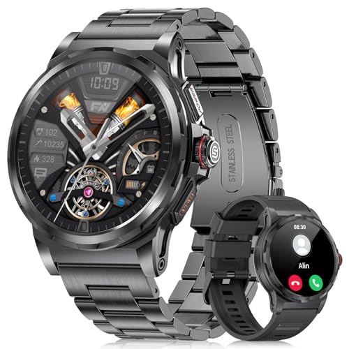 LIGE Smartwatch voor Heren, 1,43"AMOLED Militaire Smartwatch, 100+ modi Sporthorloge, Slaapmonitor, Stappenteller,Hartslag,Smartwatch voor Android iOS