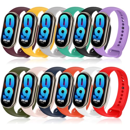 BDIG 12 stuks armband voor Xiaomi Mi band 8, armband Xiaomi Watch fitness, reserveband van siliconen, rekbaar, compatibel met Mi band 8 armband