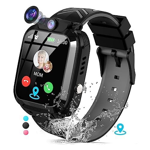 JUBUNRER Smartwatch voor kinderen, met GPS en telefoon, GPS-tracker, 4G, waterdicht, IP68, polshorloge, jongens, spelletjes, wekker, SOS-armband, telefoonhorloges, horloges, meisjes, jongens,