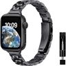 Niboow Metalen armband voor Apple Watch Series 9/Series 8/Series 7 (45 mm)/Series 6/Series 5/Series 4/SE 2 (44 mm)/Series 3/Series 2 (42 mm), horlogeband voor Apple Watch Ultra 2/Ultra [49 mm], zwart