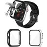 FayYang Apple Watch Case Series 7 45 mm, 2 kleuren All-Around Hard PC Anti-kras Bumper Case met stalen glas Screen Protector Compatibel met iWatch Series 7 45mm, Black Clear