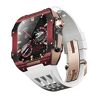 QGKKGQ Koolstofvezel kastriem voor band 44/45 mm-serie, rubberen bandmodificatiekit compatibel met Iwatch 8 7 6 5 4 SE-serie upgrademodificatie