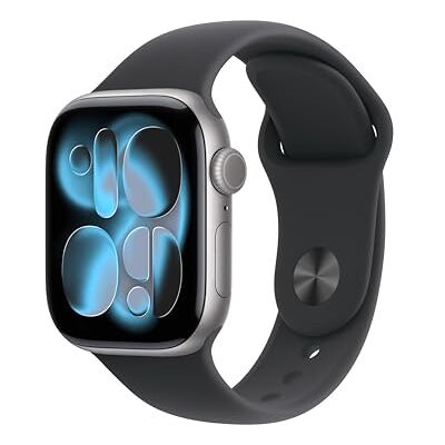 Apple Watch Series 11 GPS 42 mm Smartwatch met kast van spacegrijs aluminium, zwart sportbandje (M/L). Slaapscore, conditie bijhouden, gezondheid monitoren, Always‑On display, waterbestendig Apple Watch Series 11 GPS 42 mm Smartwatch met kast van spacegrijs aluminium, zwart sportbandje (M/L). Slaapscore, conditie bijhouden, gezondheid monitoren, Always‑On display, waterbestendig