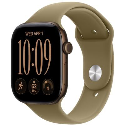 Apple Watch Series 12 GPS, Smartwatch van Donkerbrons aluminium 46‐mm kast, Olijfgroen sportbandje (S/M), Gezondheid + Conditie + Slaap bijhouden, Hartslag, Veiligheid Apple Watch Series 12 GPS, Smartwatch van Donkerbrons aluminium 46‐mm kast, Olijfgroen sportbandje (S/M), Gezondheid + Conditie + Slaap bijhouden, Hartslag, Veiligheid