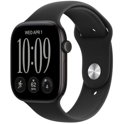 Apple Watch Series 12 GPS, Smartwatch van Zwart aluminium 46‐mm kast, Zwart sportbandje (S/M), Gezondheid + Conditie + Slaap bijhouden, Hartslag, Veiligheid Apple Watch Series 12 GPS, Smartwatch van Zwart aluminium 46‐mm kast, Zwart sportbandje (S/M), Gezondheid + Conditie + Slaap bijhouden, Hartslag, Veiligheid