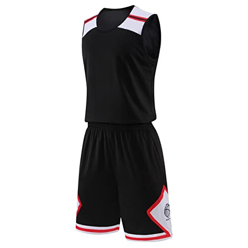 HULG Kids Basketbal Kit, basketbal Kit, basketbal Kits voor jongens, kinderen Basketbal Set, Heren Basketbal Jersey en Shorts Team Uniform met Zakken Sportkleding Uniform (jersey-09,6XL)