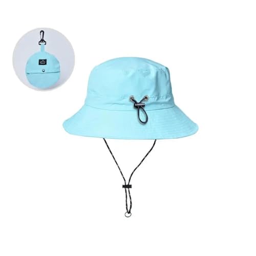 WUFANGBU Bucket Hat voor dames opvouwbare emmerhoed voor vrouwen mannen licht waterdichte strandpetten met haak verstelbare anti-uv gezichtsbescherming vishoed, Blauw, suit for 56-58cm