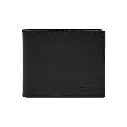 Fossil Derrick RFID Bifold met klap-ID, zwart, zwart