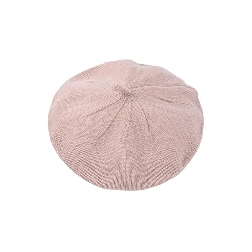 YYUFTTG Dameshoeden en -petten Zachte gebreide baret vrouwen herfst winter baretten vrouwelijke solide gebreide baretten versie schilder hoed (Color : Pink)