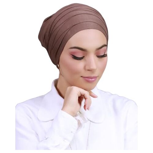 Lamis Hijab Tulband hijab kruismuts voor gesluierde moslimvrouw, Bruin, One Size