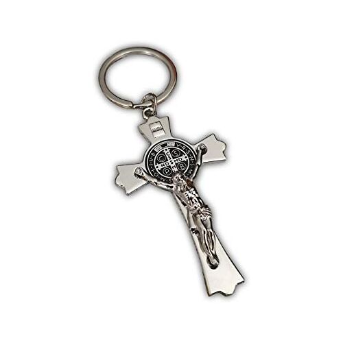 Eillwin Jezus Kruisbeeld Sleutelhanger Heilig Kruis Sleutelhanger Religieuze Heilige Benedict Katholieke Charm Hanger voor Luk & Bescherming