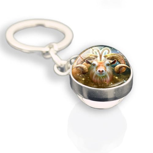 ALTCIRNMD Ram sterrenbeeld sleutelhanger, dierenriem accessoires astrologisch symbool dubbelzijdig cabochon glazen bal verjaardagen astrologie sleutelhanger, Boogschutter sleutelhanger cadeau voor