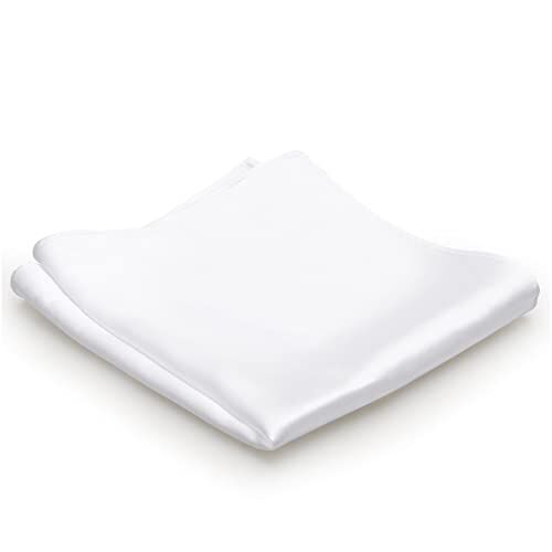Mr.Van 100% zijde kostuumtas heren Mr. Van wit Pocket Square 35 x 35 cm 16,5 momme zakdoek voor bruiloft banket, wit, 35 x 35 cm, 35*35cm