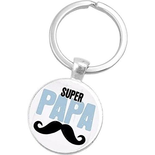 Malinsi Sleutelhanger Super Papa Key Ring Vaderdag Cadeautjes Vaderdag Kados Papa Cadeau Vader Cadeau Vader Cadeautje Mannen Cadeautjes Cadeau voor Mannen Snor liefde sleutelhangers