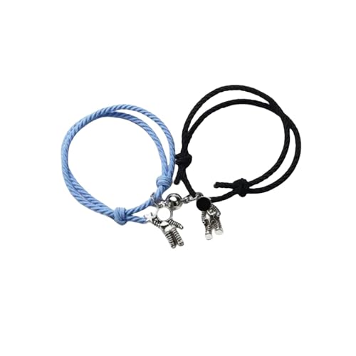 CBLdF Armband voor vrouwen 2 Stks Paar Armbanden Charm Armbanden Spaceman Armbanden Voor Vrouwen Mannen Hand Strap-Blauw Zwart