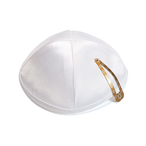 JL Kippha's Satijn 20cm wit geborduurd Kippah Joodse tempel Yarmulke synagoge