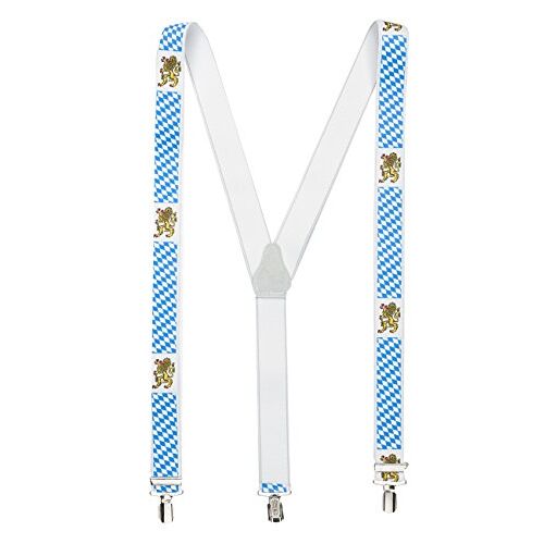 Shenky bretels Y-vormig met 3 zeer stevige clips Made in Germany In de stijl van de Beierse vlag met Beierse leeuwen Eén maat