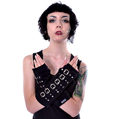 Poizen Industries Gesp Armwarmers Armwarmers Punk Gothic Handschoenen Zwart