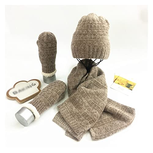 SilteD Warme set Driedelige hoeden RajoNN Handschoenensets voor dames Heren Winter Sjaals Handschoenenset Dikke warme accessoireset (Kleur: D, Maat: One Size)