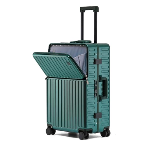 HOSIOBHAN Lichtgewicht trolley met universele wielen, gladde trolley en slijtvaste trolleykoffer met kralenvoet voor op reis, Groen, 24 inches