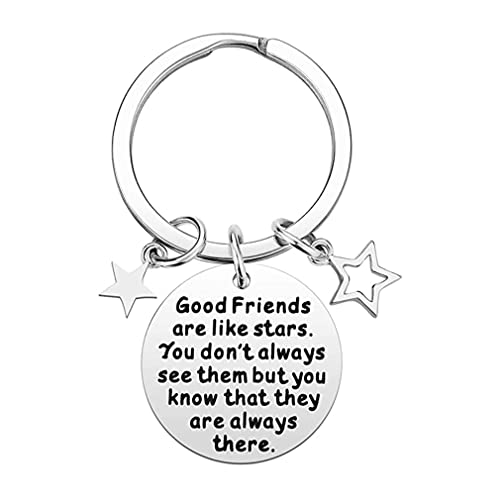 Tecreo Vriendschapscadeaus voor meisjes/vrouwen – Good Friends are Like Stars Vriendschapssleutelhanger, cadeau voor beste vriendin, vrouwen, tieners, verjaardagscadeaus, sieraden, zilver, W25/L50