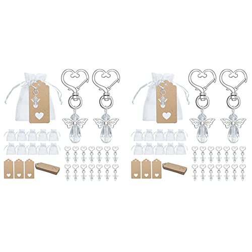 TsoLay 60 Stks Engel Sleutelhanger Souvenir Bruiloft Geschenken Baby Shower Gunst Geschenken Set met Tag Trekkoord Snoep Tas