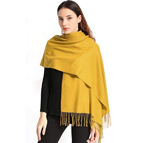 EASE LEAP Pashmina Sjaals voor Dames Sjaals Wraps Bruiloft Heren Kasjmier Sjaal Wollen Sjaals (Geel) (Maat: 200 x 70 cm)