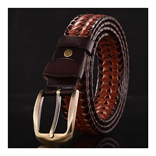 SYQOIU Riem Vrouwen gevlochten riem for mannen geweven riem koe riemen hand gebreide ontwerper mannen for jeans gordel mannelijke riemen (Belt Length : 125cm, Color : Brown)