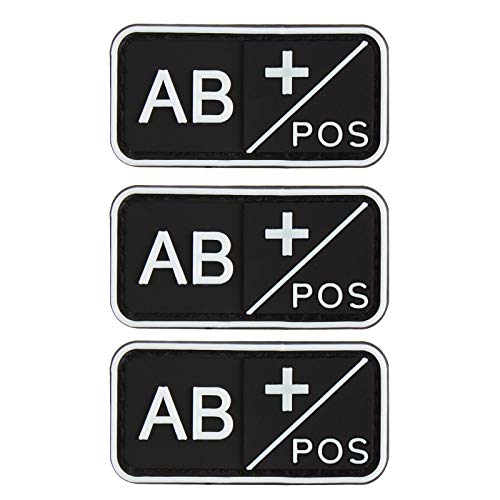 Ranstac Bloedgroep Patch PVC Set van 3 Zwarte A B AB O POS NEG CJ/XXT-01 (AB+)