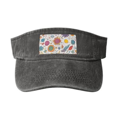 SSIMOO Kleurrijke Hand Getrokken Veren op Witte Print Chique Katoen Gewassen Denim Cap met een Gebogen Rand voor Running en Tennis, Kleurrijke Hand Getrokken Veren op White1, L/one size