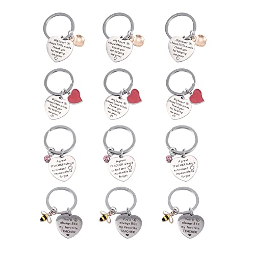 DKSooozs 12 STKS Leraar Waardering Sleutelhanger Gift Set Afstuderen Afstuderen Gift Afstuderen Waardering Leraar Dank U Leraar Liefde Sleutelhanger